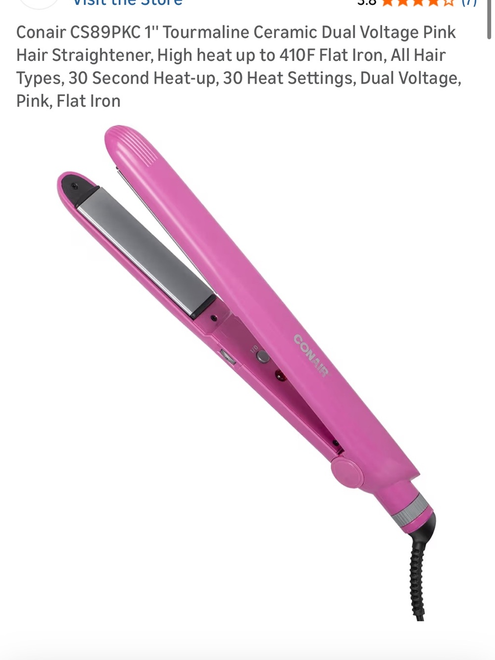 Conair Pink Hair Straightener